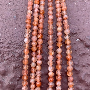 3mm Faceted Sunstone Beads