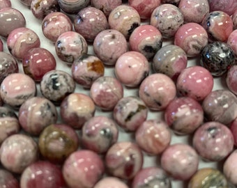 8mm Round Rhodochrosite Beads