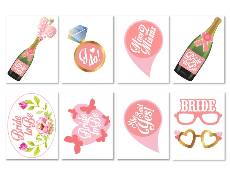Printable Bridal Shower Photo Booth Props Bride Photobooth | Etsy