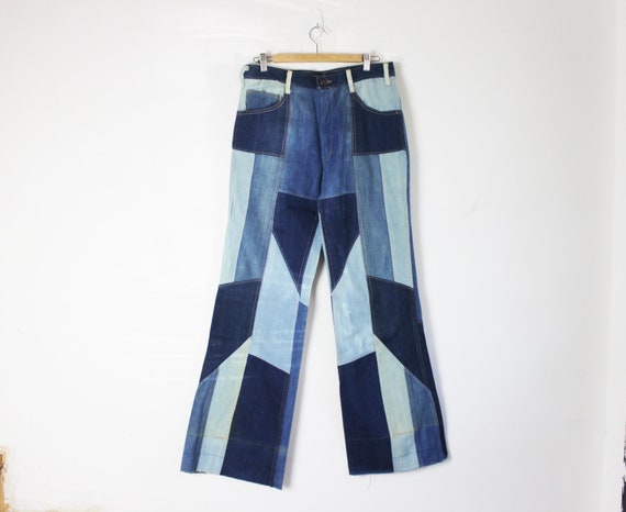 70s patchwork flare bootcut denim jeans