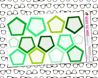 Green Pentagon Functional Box Sticker Sheet