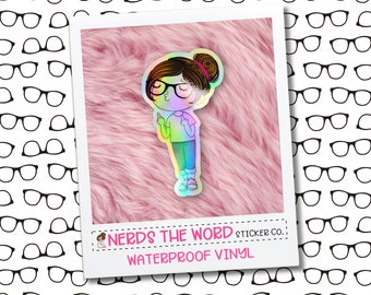 Middle Finger Snarky Nora - Holographic Waterproof Vinyl Sticker