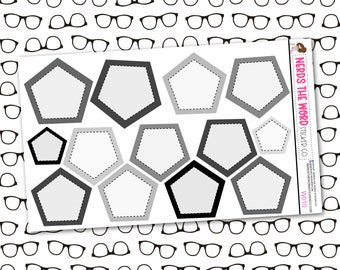 Grayscale Pentagon Functional Box Sticker Sheet