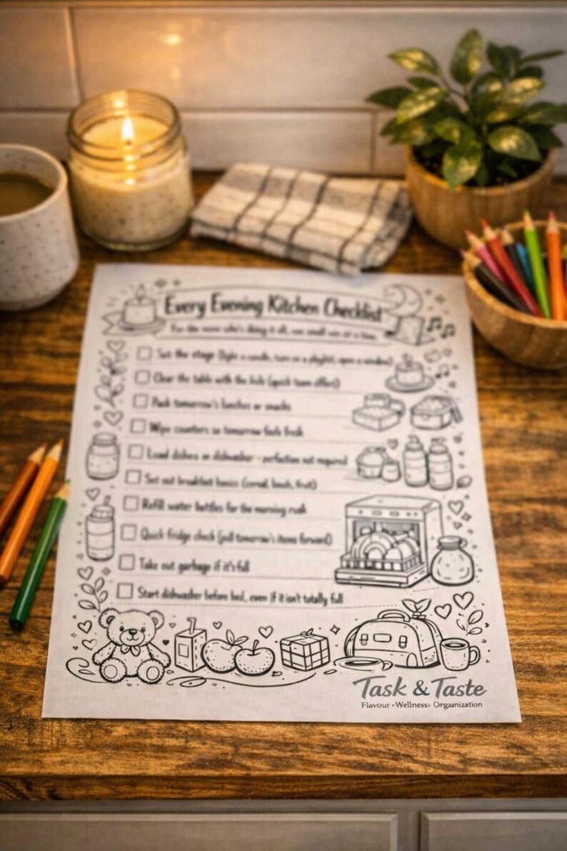 Evening Kitchen Checklist Printable | Nightly Reset Routine | Mom Life ...