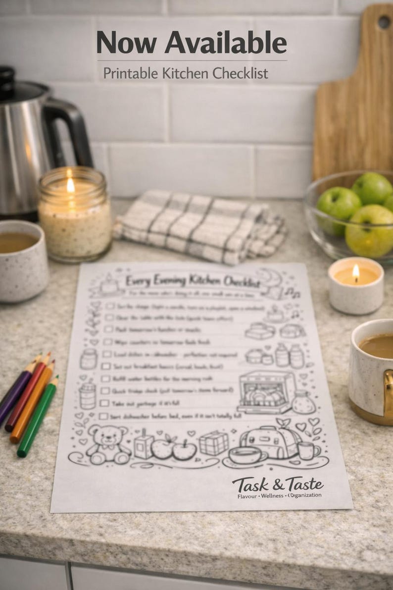 Evening Kitchen Checklist Printable | Nightly Reset Routine | Mom Life ...