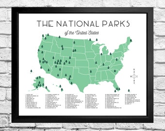 National Parks Map Checklist - Print