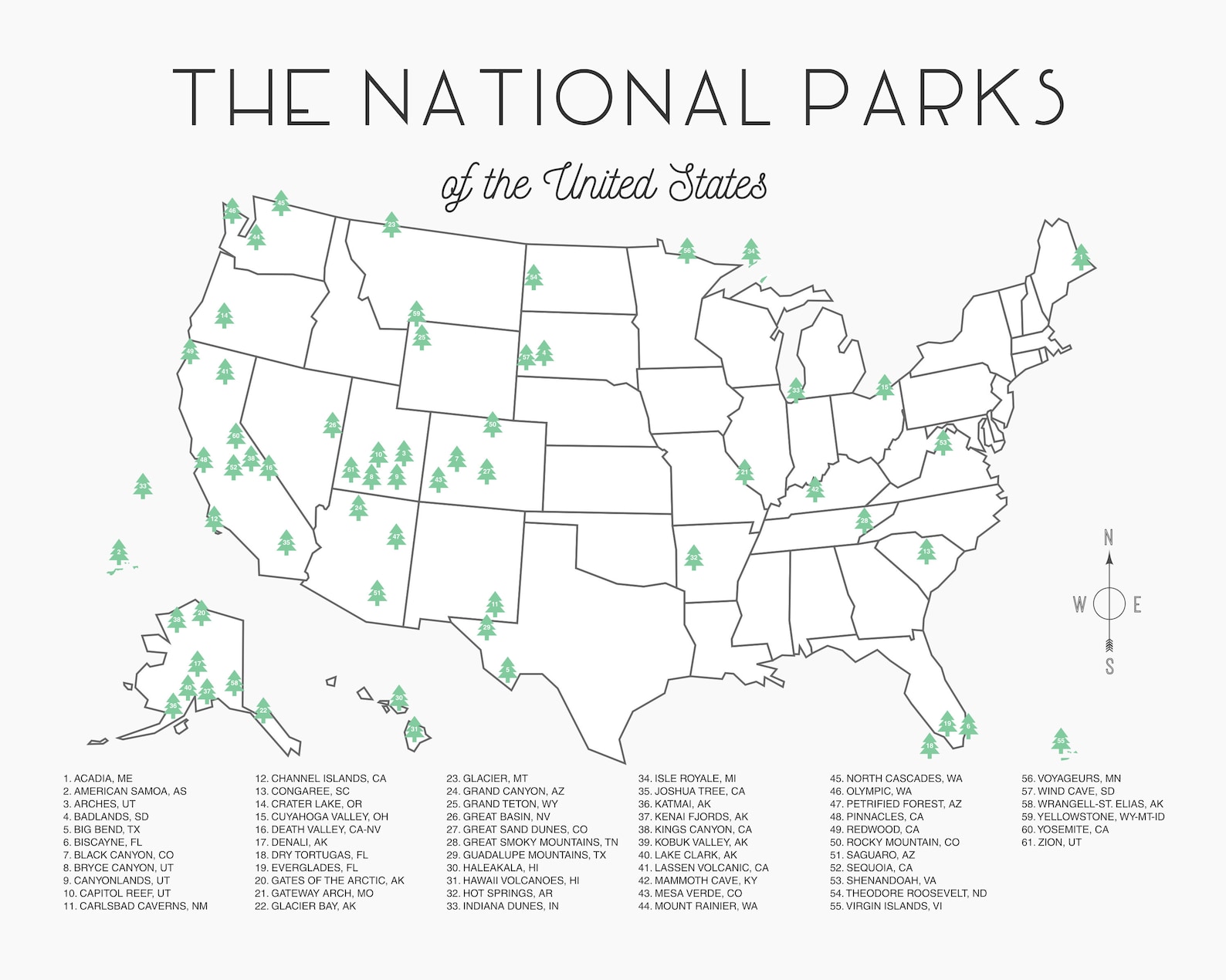 National Parks Map Checklist Instant Download Etsy National Parks Map Checklist Instant Download Etsy