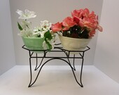 Vintage Black Metal Plant Stand Double Plant Stand Wrought Iron Metal Plant Stand Indoor Plant Stand Outdoor Plant Stand Two Pot Stand