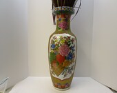 Large Asian Floor Vase 24 quot Vase Satsuma Style Vase Famille Vase XLarge Oriental Vase Peonies Iris Vase Porcelain Asian Vase Large Asian Urn