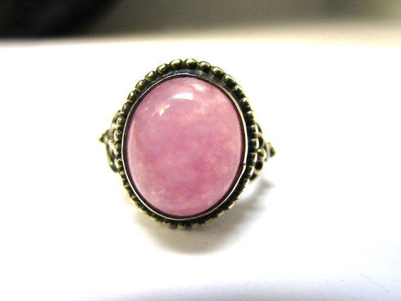 Size 4.5 Gorgeous Large Pink Rose Quartz Ring Ste… - image 2