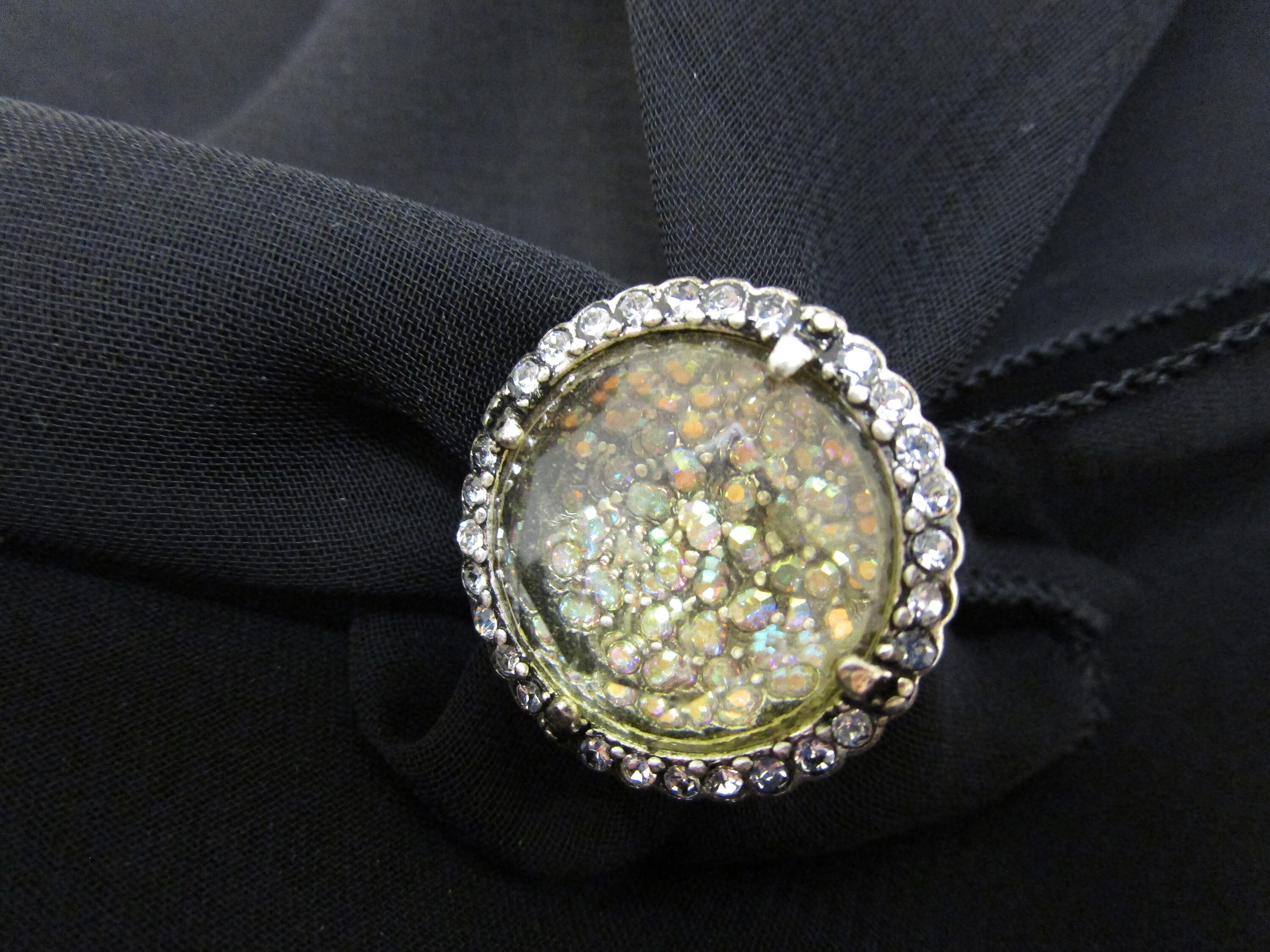Vintage PD Silver Ring Crystal Statement Ring Multi Stone Etsy
