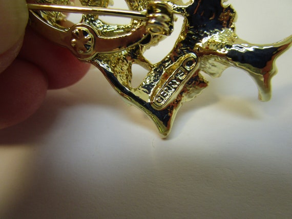 Vintage Gold Christmas Tree Brooch Designer Signe… - image 5