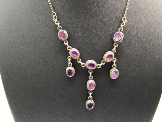 Antique Edwardian Amethyst Festoon Necklace Delic… - image 10