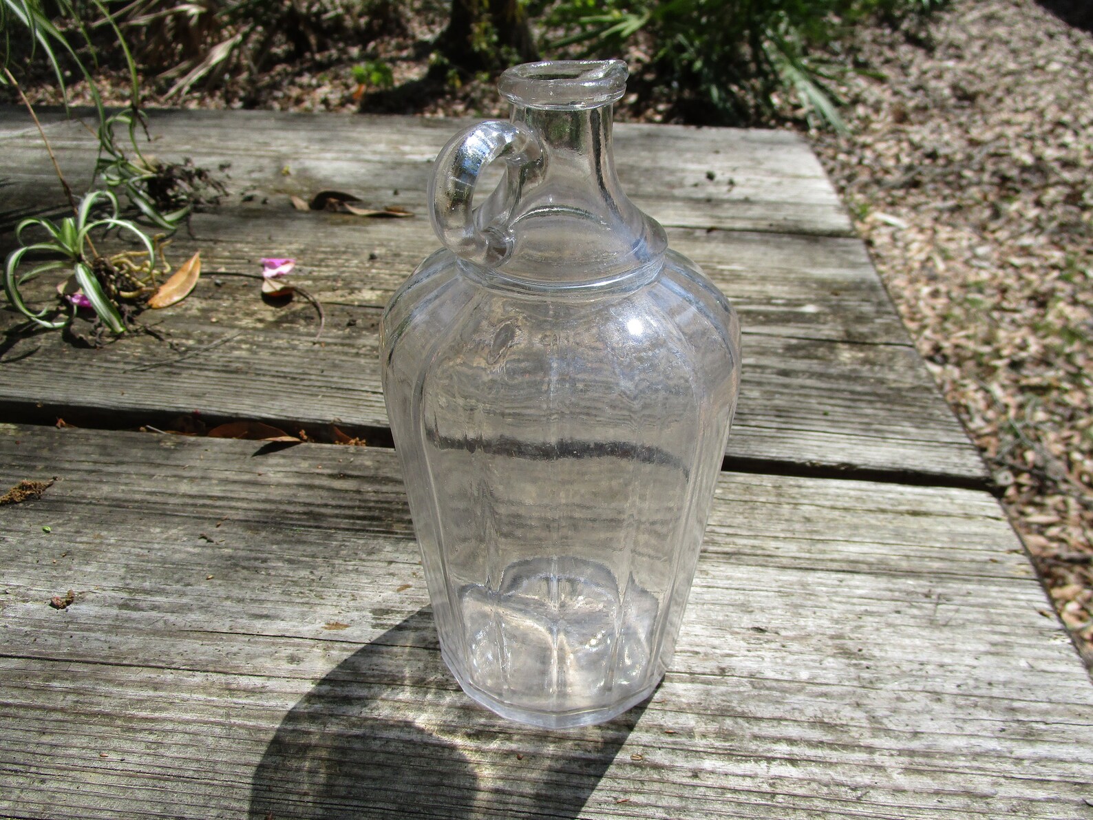 Antique Paneled Glass Jug Turner Bro's Glass Handled Jug Antique