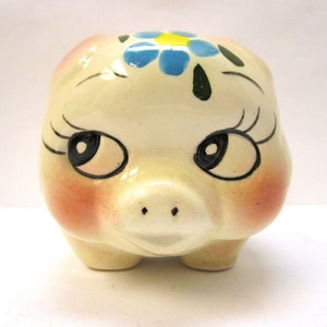Vintage Kitsch Ceramic Pig Coin Bank Rare Collectible Kitsch Pig Piggy Bank Piglet Bank Pink Pig Piggy Bank Coin Bank Pot Belly Pig Figurine