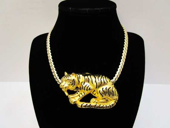 Large Exotic Tiger Pendant Safari Jewelry Crystal… - image 1