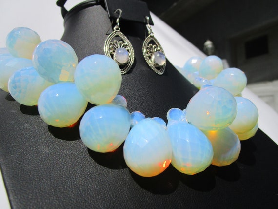 Magnificent Large Opal Statement Necklace Drop Mo… - image 7
