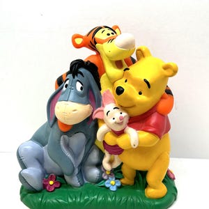 Vintage Disney Winnie The Pooh Works Coin Bank Rare Collectible Figurine Winnie The Pooh Tigger Eeyore Piglet Pooh & Friends Large Rubber