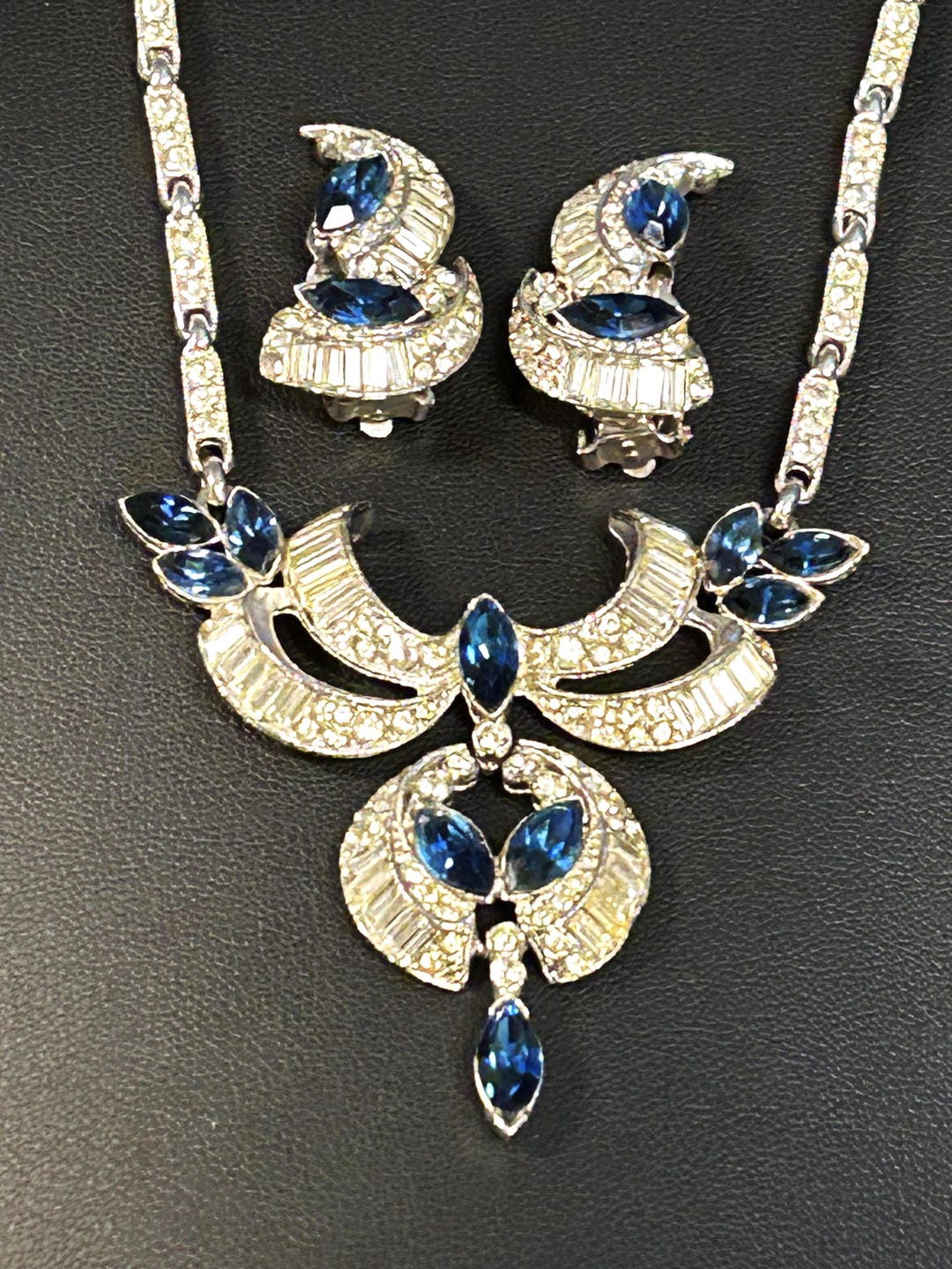 Bogoff "baguette Diamond Blue Sapphire Platinum" Lavaliere Necklace ...