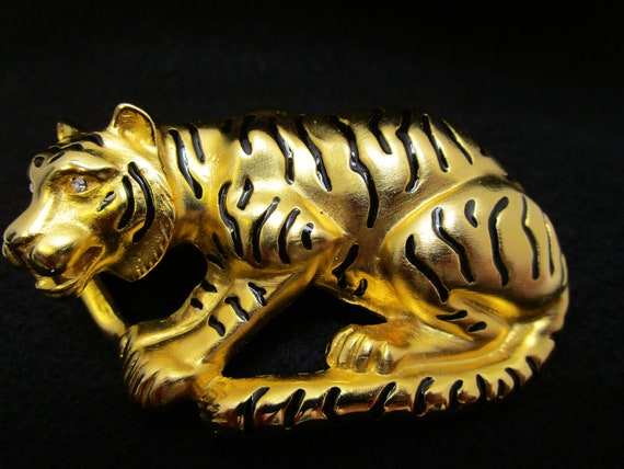 Large Exotic Tiger Pendant Safari Jewelry Crystal… - image 4