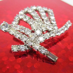 1960s &quot;My Fair Lady&quot; Top Hat and Cane Brooch Vintage Swarovski Crystal Rhinestone Pin Collar Pin Scarf Pin Lapel Hat Pin Hollywood Theatre
