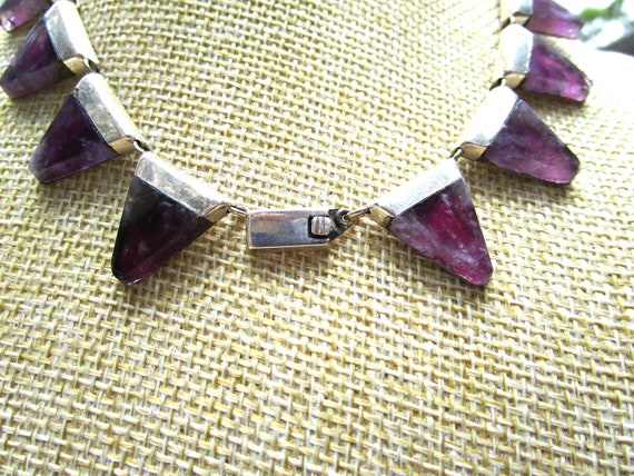 RARE Early TAXCO Sterling Silver Amethyst Choker … - image 3