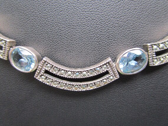 Vintage Heavy Sterling Silver Art Deco Blue Topaz… - image 9