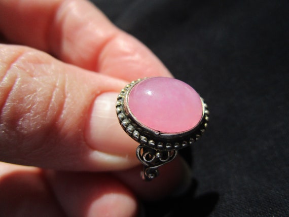 Size 4.5 Gorgeous Large Pink Rose Quartz Ring Ste… - image 8