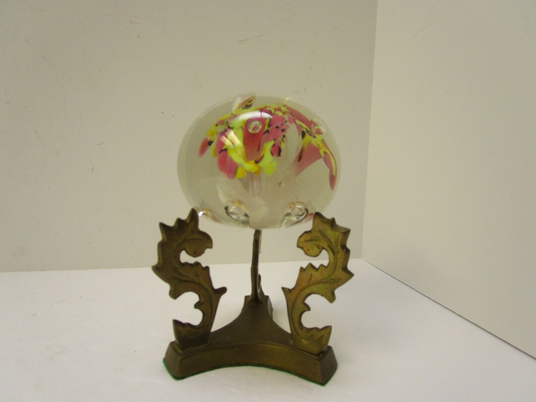 Vintage Solid Brass Stand Three Footed Brass Sphere Holder Stand