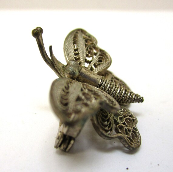 Antique Estate 800 Silver Butterfly Pin Filigree … - image 7