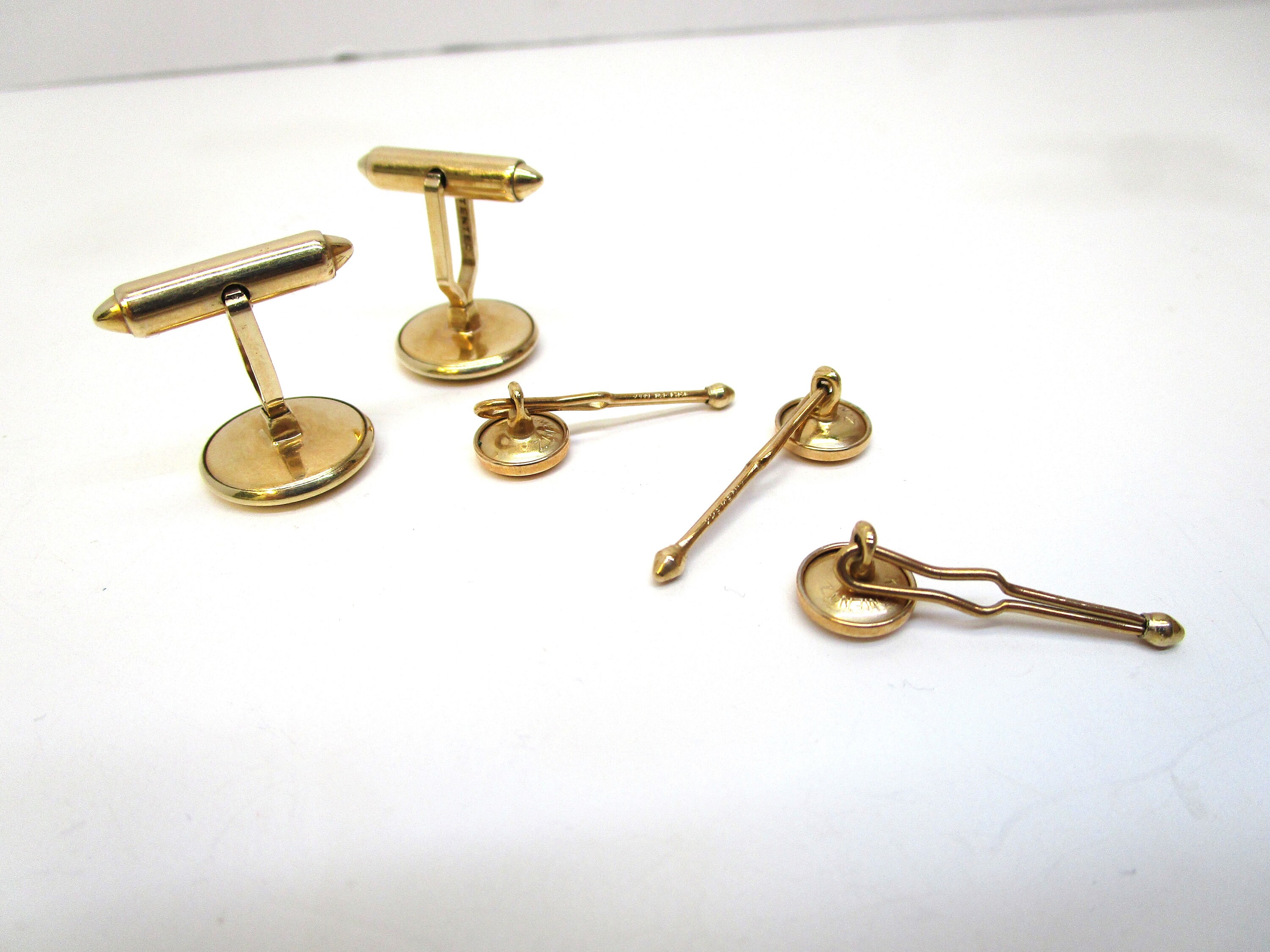 カフス 14k KREMENTZ カフスボタン シャツ スタッド ブラック エナメル 14K