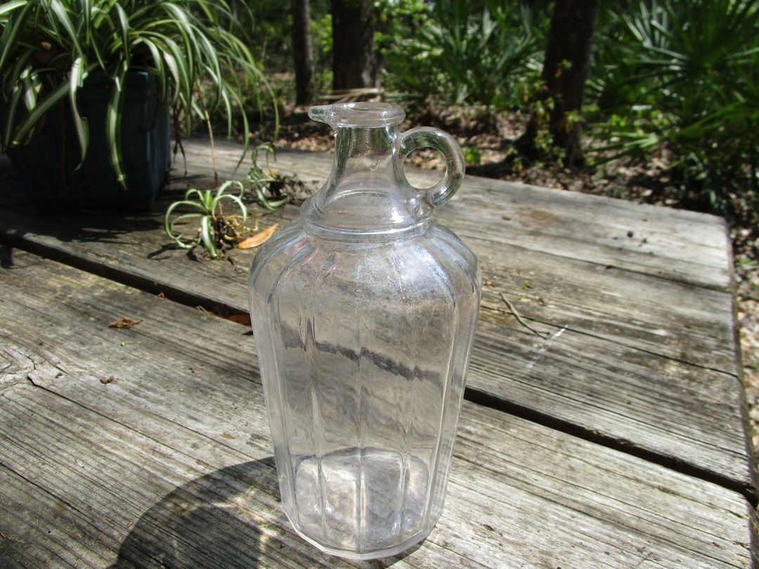 Antique Paneled Glass Jug Turner Bro's Glass Handled Jug Antique