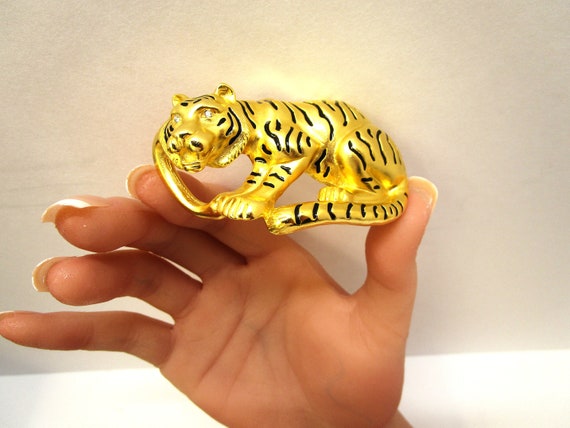 Large Exotic Tiger Pendant Safari Jewelry Crystal… - image 10