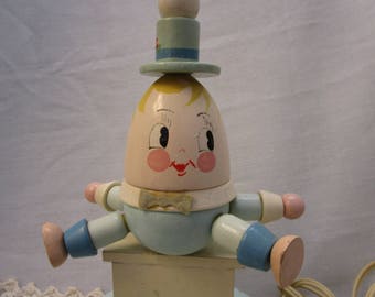 Vintage Humpty Dumpty Lamp Vintage Child's Table Lamp Humpty Dumpty Vintage Wood Lamp Humpty Dumpty Sat On A Wall Lamp Wooden Humpty Dumpty