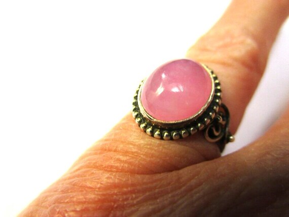 Size 4.5 Gorgeous Large Pink Rose Quartz Ring Ste… - image 9