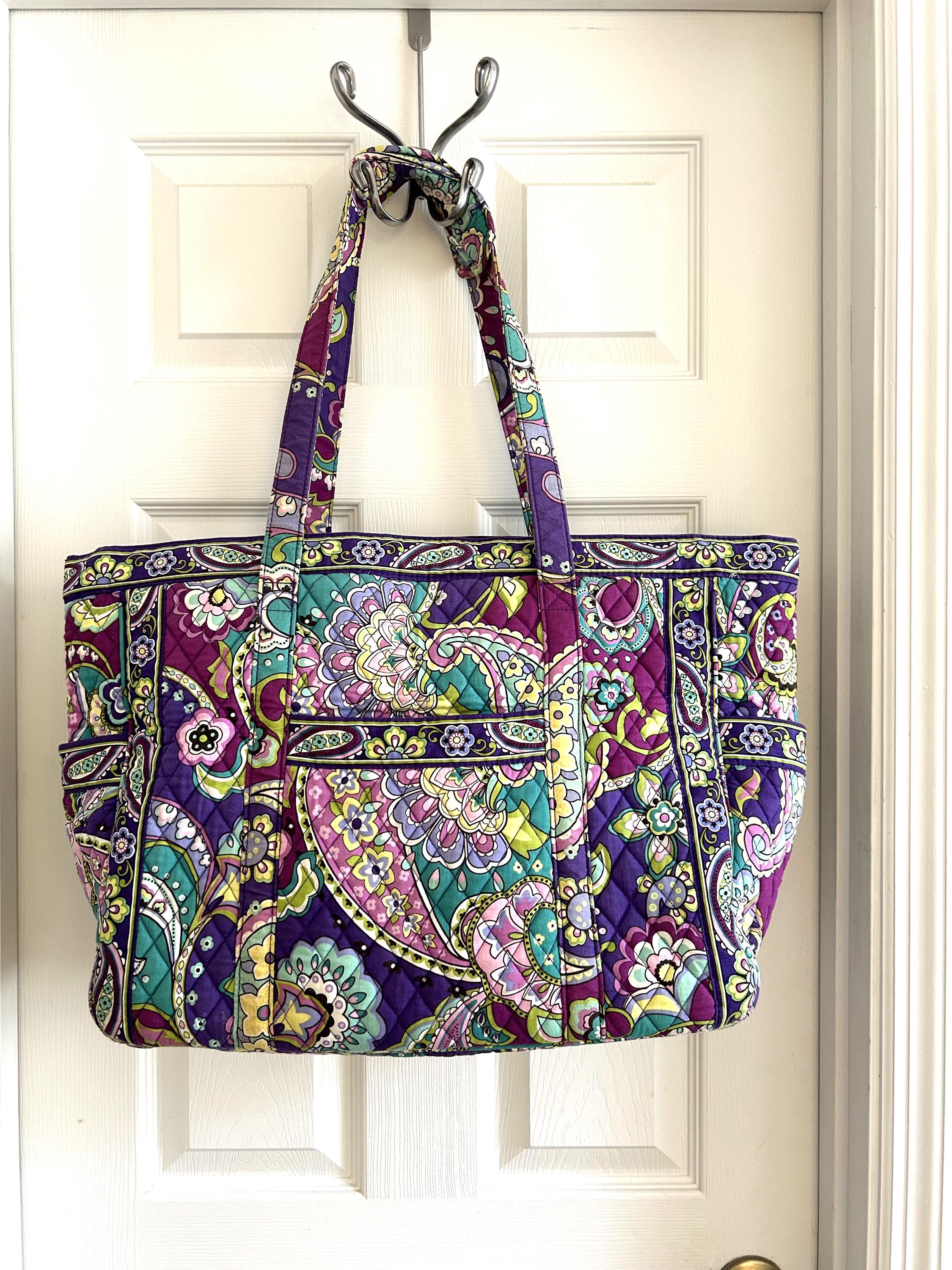 Vera Bradley Heather Get Carried Away Bag Purple Teal Paisley 