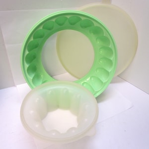 Vintage Tupperware Jello Mold, 3 Piece Lime Green Jello Pan Collectible Tupperware Bowl