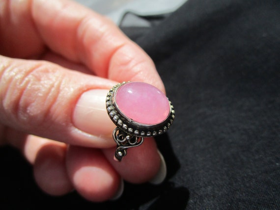 Size 4.5 Gorgeous Large Pink Rose Quartz Ring Ste… - image 7