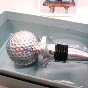 Golf Ball Bottle Stopper Fathers Day Gift NIB Golf Barware Hand Crafted Tee Time