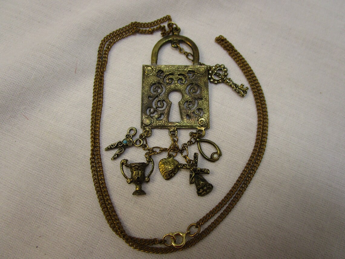 Lock And Key Pendant Charm Pendant Necklace Lock And Key Etsy