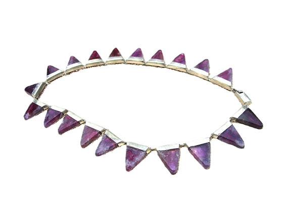 RARE Early TAXCO Sterling Silver Amethyst Choker … - image 1