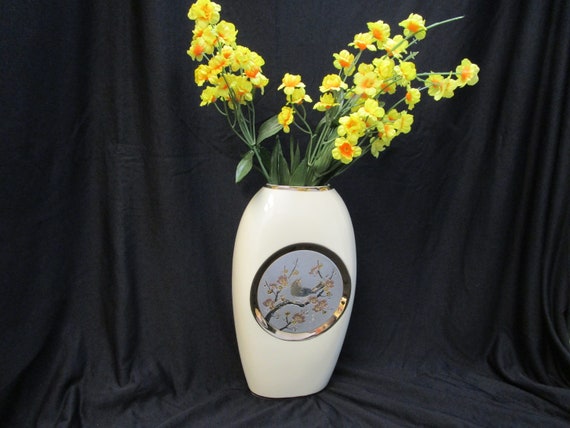 Vintage Japanese Porcelain Vase Signed Chokin Art 24K Gold Trim