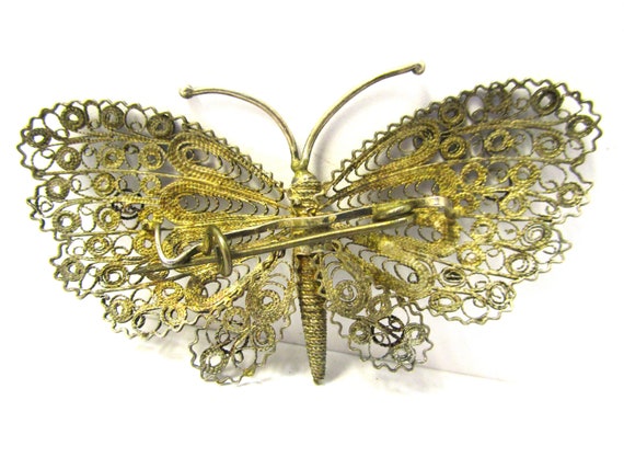 Antique Estate 800 Silver Huge Butterfly Brooch P… - image 4