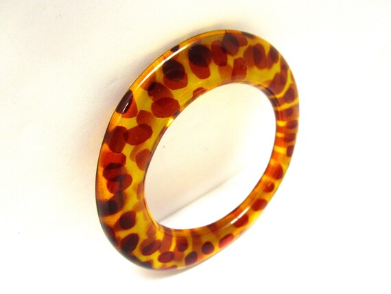 Large Leopard Print Lucite Bangle Seamless Transl… - image 2