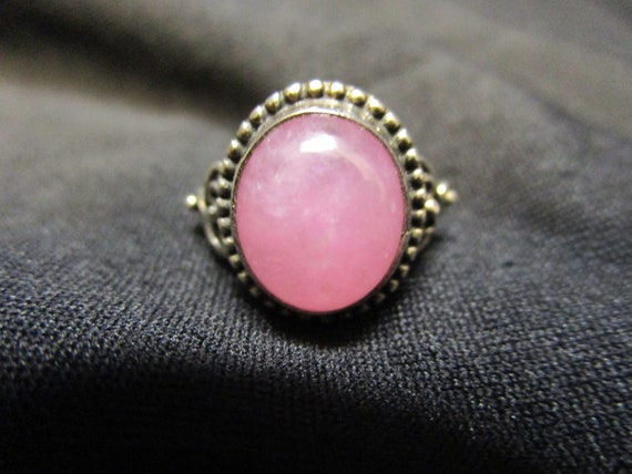 Size 4.5 Gorgeous Large Pink Rose Quartz Ring Ste… - image 4