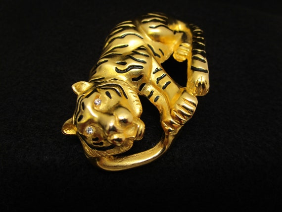 Large Exotic Tiger Pendant Safari Jewelry Crystal… - image 5