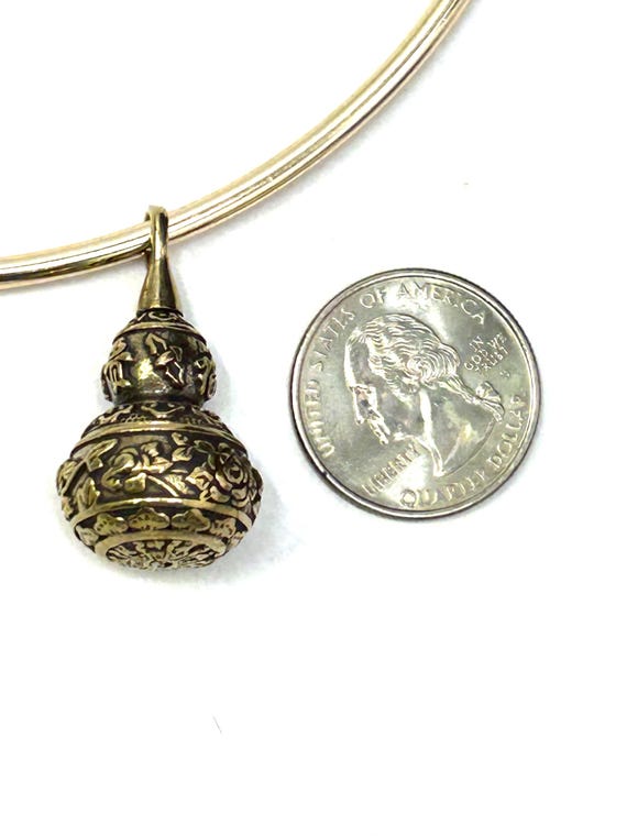 Solid Brass Gourd Shape Pendant Locket Snuff opiu… - image 5