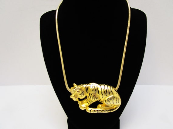 Large Exotic Tiger Pendant Safari Jewelry Crystal… - image 9