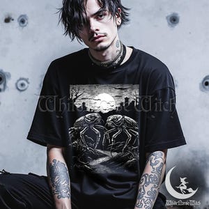 Dark Cockroaches Goth T-Shirt, Weird Insect Gothic Tee, Alt Shirt, Cockroaches Under the Moon Linocut Shirt, Alternative Grunge Fashion