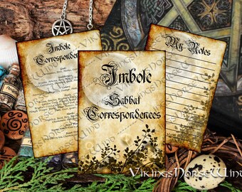 Imbolc Correspondences, Wheel of the Year Candlemas Sabbat, 4 PDF PAGES Grimoire Printable Buch der Schatten, Witchcraft BOS Seiten, Wicca